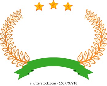 This is a illustration of Wide Round frame of three star laurel and Ribbon 