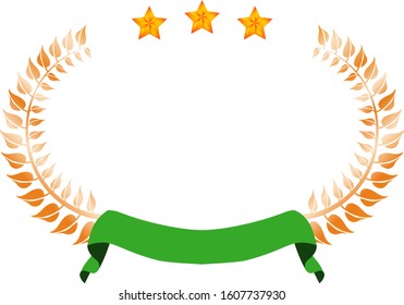 This is a illustration of Wide Round frame of three star laurel and Ribbon 