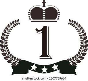This is a illustration of Wide Round frame of laurel and crown and Ribbon
