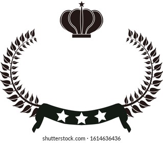 This is a illustration of Wide Round frame of laurel and crown and Ribbon 