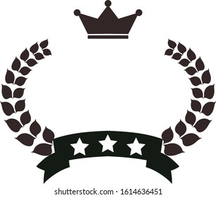This is a illustration of Wide Round frame of laurel and crown and Ribbon 