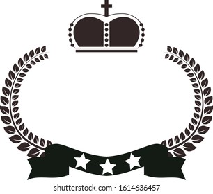 This is a illustration of Wide Round frame of laurel and crown and Ribbon 