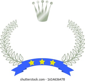 This is a illustration of Wide Round frame of laurel and crown and Ribbon 
