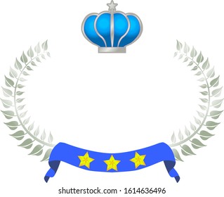 This is a illustration of Wide Round frame of laurel and crown and Ribbon 