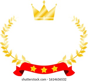 This is a illustration of Wide Round frame of laurel and crown and Ribbon 