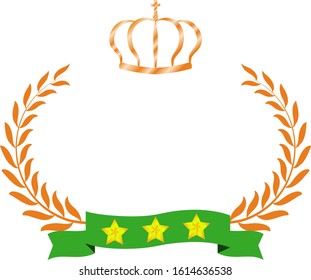 This is a illustration of Wide Round frame of laurel and crown and Ribbon 