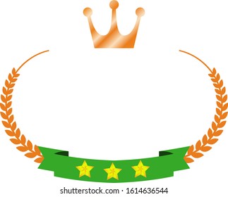 This is a illustration of Wide Round frame of laurel and crown and Ribbon 