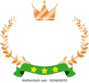This is a illustration of Wide Round frame of laurel and crown and Ribbon 