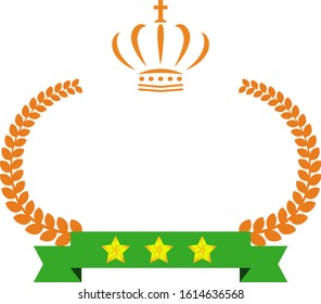 This is a illustration of Wide Round frame of laurel and crown and Ribbon 