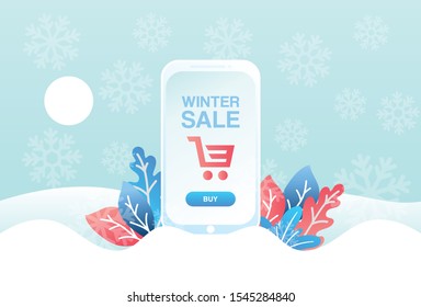 This is an illustration of winter ecommerce. this design is perfect for winter. This illustration can be used for screen printing clothes, brochures, posters, stickers and the web.
