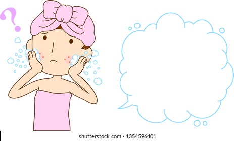This is an illustration of a woman as after bathing with rough skin with Bubble Callout set.