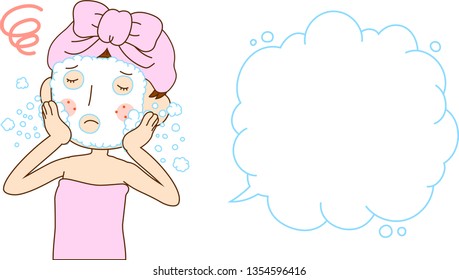 This is an illustration of a woman as after bathing with rough skin with Bubble Callout set.