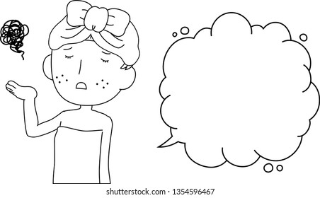 This is an illustration of a woman as after bathing with rough skin with Bubble Callout set.
