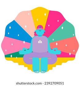 This is an illustration of a woman doing yoga to unify her mind and relax.