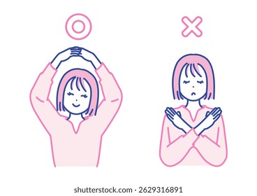 This is an illustration of a woman in a Maru, Butsu pose. vector.