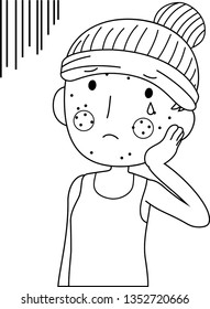 This is an illustration of a woman with rough skin.