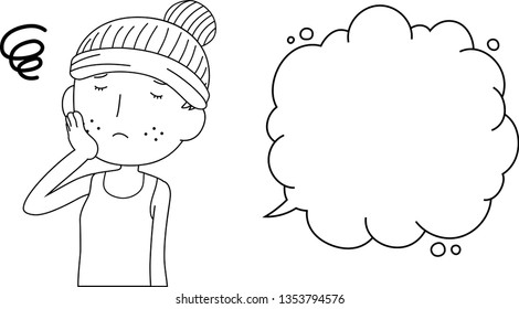 This is an illustration of a woman with rough skin with Bubble Callout.