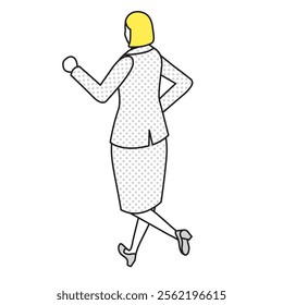 This is an illustration of a woman running in a suit.