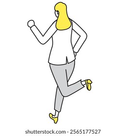 This is an illustration of a woman running in a suit.