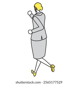 This is an illustration of a woman running in a suit.