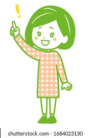 This is an illustration of a woman who found something. Vector image.