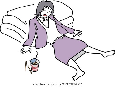 This is an illustration of a woman who has run out of energy.