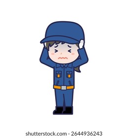 This is an illustration of a woman's "Fire brigade member".