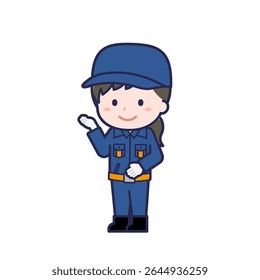 This is an illustration of a woman's "Fire brigade member".