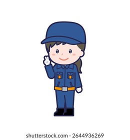 This is an illustration of a woman's "Fire brigade member".