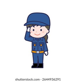 This is an illustration of a woman's "Fire brigade member".