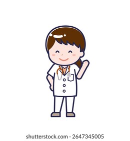 This is an illustration of a woman's "Short sleeve doctor".