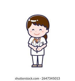 This is an illustration of a woman's "Short sleeve doctor".