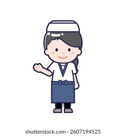 This is an illustration of a woman's "sushi chef".