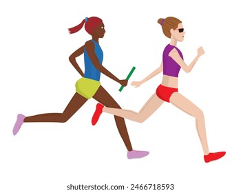 This is an illustration of the women's relay event in track and field.