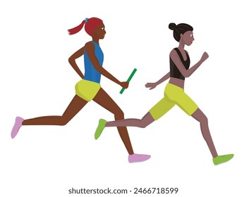 This is an illustration of the women's relay event in track and field.