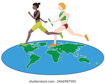 This is an illustration of the women's relay event in track and field.