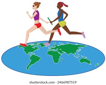 This is an illustration of the women's relay event in track and field.