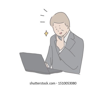 This is an illustration of a working Japanese businessman.
