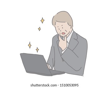 This is an illustration of a working Japanese businessman.
