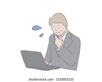 This is an illustration of a working Japanese businessman.
