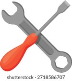 This illustration of a wrench and screwdriver crossed together creates a powerful and instantly recognizable symbol of maintenance, repair, and technical service. The wrench represents strength, durability, and the ability to grip, tighten, or loosen mechanical fasteners, while the screwdriver highlights accuracy and controlled adjustments. Combined in a balanced crossed layout, the design communicates versatility, readiness, and professional capability across a wide range of industries.

Commonly used to represent mechanical workshops, home improvement solutions, automotive garages, industrial support teams, and general handyman assistance, this classic tool emblem conveys reliability and practical expertise. The symmetrical composition provides a clean and professional appearance, making it ideal for branding materials, signage, digital platforms, mobile applications, and instructional content. Its universal meaning allows audiences to immediately associate the graphic with technical help, equipment servicing, and mechanical solutions.

The crossed configuration suggests teamwork between essential hand tools, symbolizing comprehensive service coverage. It works effectively for repair centers, property maintenance providers, construction companies, equipment rental businesses, and do-it-yourself communities. Whether displayed on storefront signage, printed on uniforms, featured on websites, or integrated into marketing campaigns, the icon communicates trust and capability without the need for complex text.

This type of graphic can be customized with various color schemes, line weights, and stylistic treatments to match modern, industrial, or minimalist brand identities. It remains clear and impactful across different sizes, from small app icons to large banners. The simplicity of the design ensures strong visibility on both light and dark backgrounds while maintaining a professional tone.

Ideal for service branding, repair promotions, maintenance guides, and workshop logos, the crossed wrench and screwdriver e
