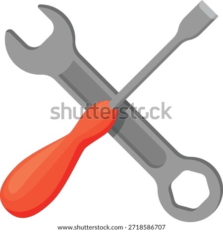 This illustration of a wrench and screwdriver crossed together creates a powerful and instantly recognizable symbol of maintenance, repair, and technical service. The wrench represents strength, durability, and the ability to grip, tighten, or loosen mechanical fasteners, while the screwdriver highlights accuracy and controlled adjustments. Combined in a balanced crossed layout, the design communicates versatility, readiness, and professional capability across a wide range of industries.

Commonly used to represent mechanical workshops, home improvement solutions, automotive garages, industrial support teams, and general handyman assistance, this classic tool emblem conveys reliability and practical expertise. The symmetrical composition provides a clean and professional appearance, making it ideal for branding materials, signage, digital platforms, mobile applications, and instructional content. Its universal meaning allows audiences to immediately associate the graphic with technical help, equipment servicing, and mechanical solutions.

The crossed configuration suggests teamwork between essential hand tools, symbolizing comprehensive service coverage. It works effectively for repair centers, property maintenance providers, construction companies, equipment rental businesses, and do-it-yourself communities. Whether displayed on storefront signage, printed on uniforms, featured on websites, or integrated into marketing campaigns, the icon communicates trust and capability without the need for complex text.

This type of graphic can be customized with various color schemes, line weights, and stylistic treatments to match modern, industrial, or minimalist brand identities. It remains clear and impactful across different sizes, from small app icons to large banners. The simplicity of the design ensures strong visibility on both light and dark backgrounds while maintaining a professional tone.

Ideal for service branding, repair promotions, maintenance guides, and workshop logos, the crossed wrench and screwdriver e