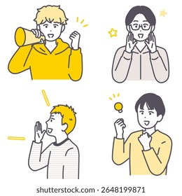 Esta es una ilustración de hombres jóvenes animando. Vector.
