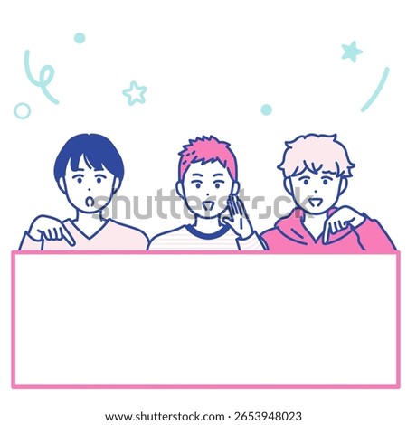 This is an illustration of young men giving notice. vector.