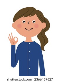 This is an illustration of a young woman giving an OK sign.