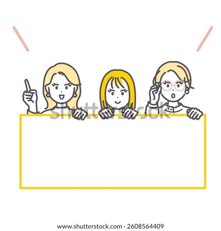 This is an illustration of young women giving notice. vector.