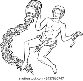 This is an illustration of the zodiac constellation - Aquarius.