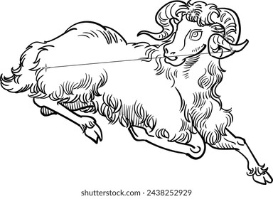 This is an illustration of the zodiac constellation - Aries with constellation lines.