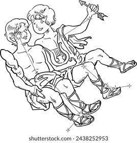 This is an illustration of the zodiac constellation - Gemini with constellation lines.