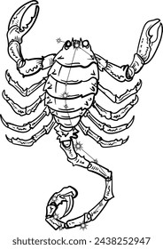 This is an illustration of the zodiac constellation - Scorpio with constellation lines.